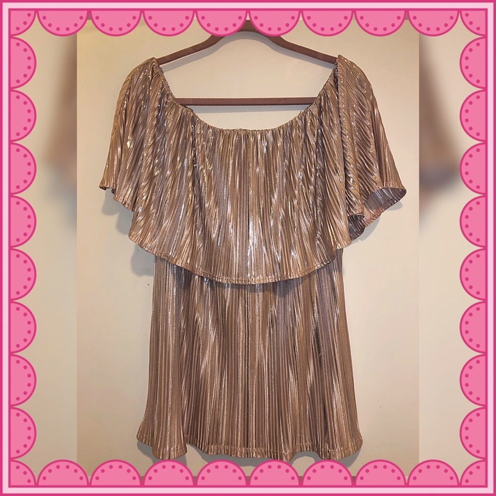 Pink & Silver off shoulder top sz XL